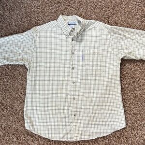 Columbia Men's Light Tan Plaid Button-Down Shirt